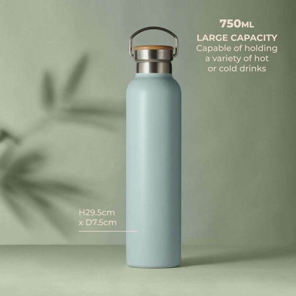 Hydration Bottle with Eco Friendly Bamboo Lid 750ml - Blue